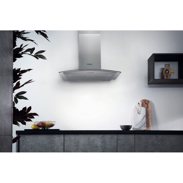 Hotpoint PHGC64FLMX 60cm Chimney Cooker Hood - Inox