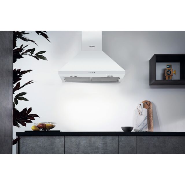Hotpoint PHPC65FLMX 60cm Chimney Cooker Hood - White
