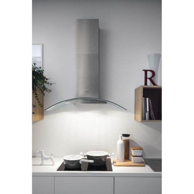 Indesit IHGC65LMX 60cm Chimney Cooker Hood - Stainless Steel