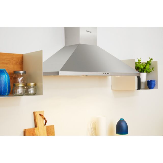 Indesit IHPC95LMX 90cm Chimney Cooker Hood - Stainless Steel