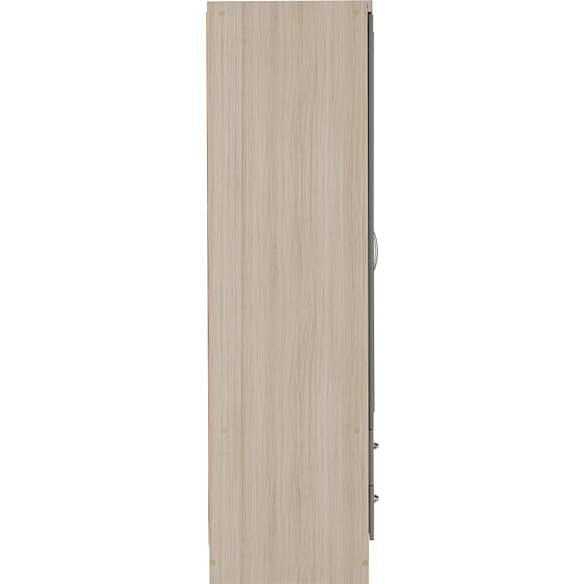 Lisdorat 100-101-077 NEVADA 3 DOOR 2 DRAWER MIRRORED WARDROBE - GREY GLOSS/LIGHT OAK EFFECT VENEER