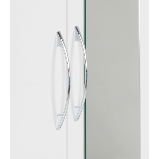 Lisdorat 100-101-091 NEVADA MIRRORED 2 DOOR 1 DRAWER WARDROBE - WHITE GLOSS