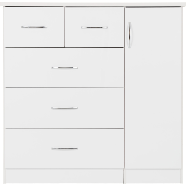 Lisdorat 100-101-105 NEVADA 5 DRAWER LOW WARDROBE - WHITE GLOSS