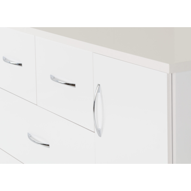 Lisdorat 100-101-105 NEVADA 5 DRAWER LOW WARDROBE - WHITE GLOSS