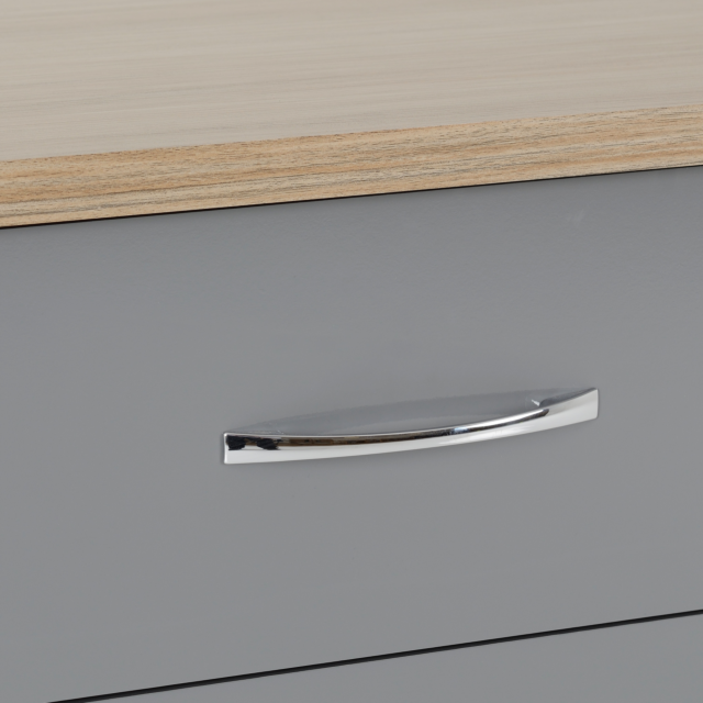 Lisdorat 100-102-091 NEVADA 3 DRAWER CHEST - GREY GLOSS/LIGHT OAK EFFECT VENEER