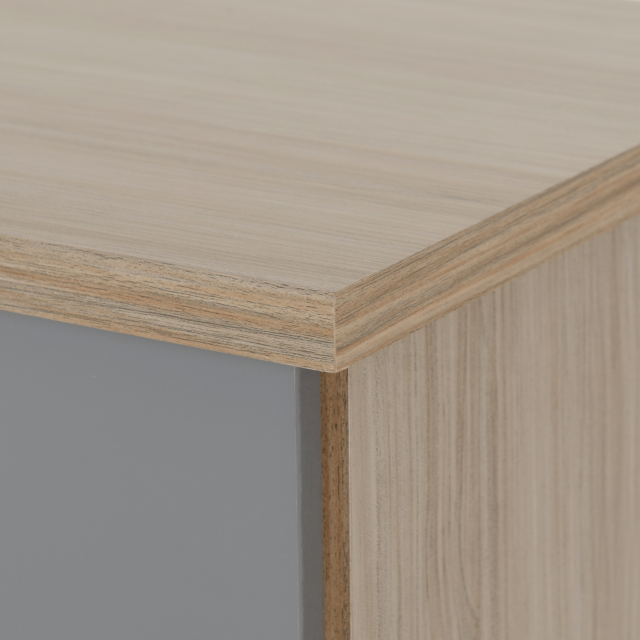 Lisdorat 100-102-091 NEVADA 3 DRAWER CHEST - GREY GLOSS/LIGHT OAK EFFECT VENEER