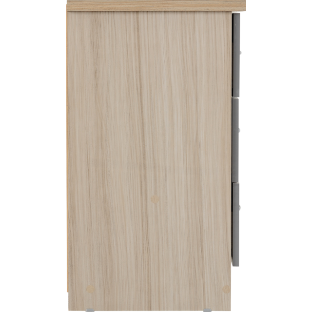 Lisdorat 100-102-091 NEVADA 3 DRAWER CHEST - GREY GLOSS/LIGHT OAK EFFECT VENEER