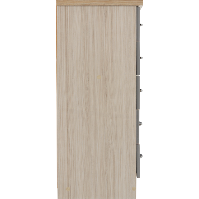 Lisdorat 100-102-093 NEVADA 5 DRAWER NARROW CHEST - GREY GLOSS/LIGHT OAK EFFECT VENEER