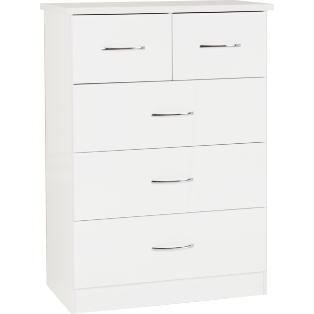 Lisdorat 100-102-106 NEVADA 3+2 DRAWER CHEST - WHITE GLOSS