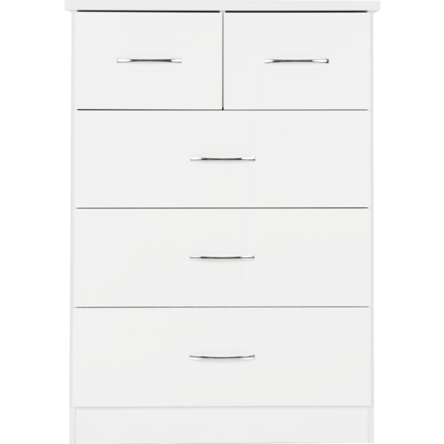 Lisdorat 100-102-106 NEVADA 3+2 DRAWER CHEST - WHITE GLOSS