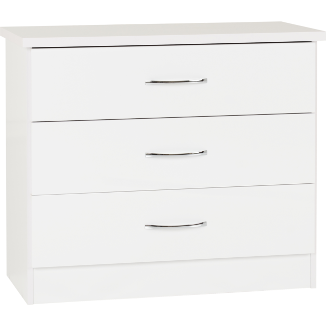Lisdorat 100-102-107 NEVADA 3 DRAWER CHEST - WHITE GLOSS