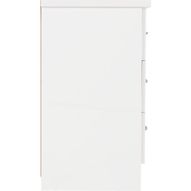 Lisdorat 100-102-107 NEVADA 3 DRAWER CHEST - WHITE GLOSS