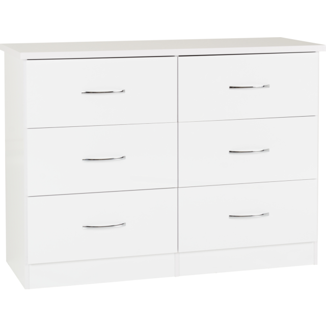 Lisdorat 100-102-109 NEVADA 6 DRAWER CHEST - WHITE GLOSS