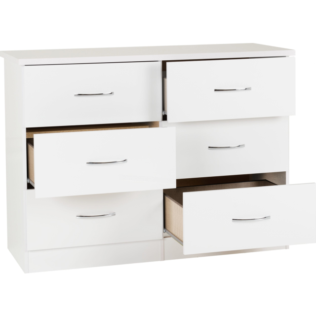 Lisdorat 100-102-109 NEVADA 6 DRAWER CHEST - WHITE GLOSS