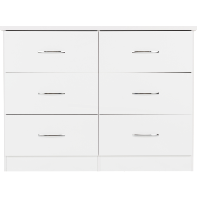 Lisdorat 100-102-109 NEVADA 6 DRAWER CHEST - WHITE GLOSS