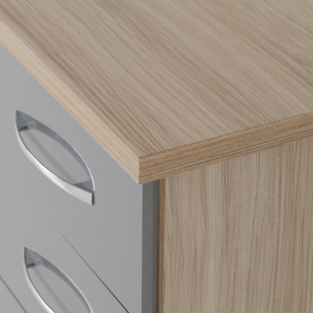 Lisdorat 100-103-051 NEVADA 3 DRAWER BEDSIDE - GREY GLOSS/LIGHT OAK EFFECT VENEER