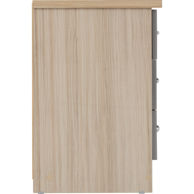 Lisdorat 100-103-051 NEVADA 3 DRAWER BEDSIDE - GREY GLOSS/LIGHT OAK EFFECT VENEER