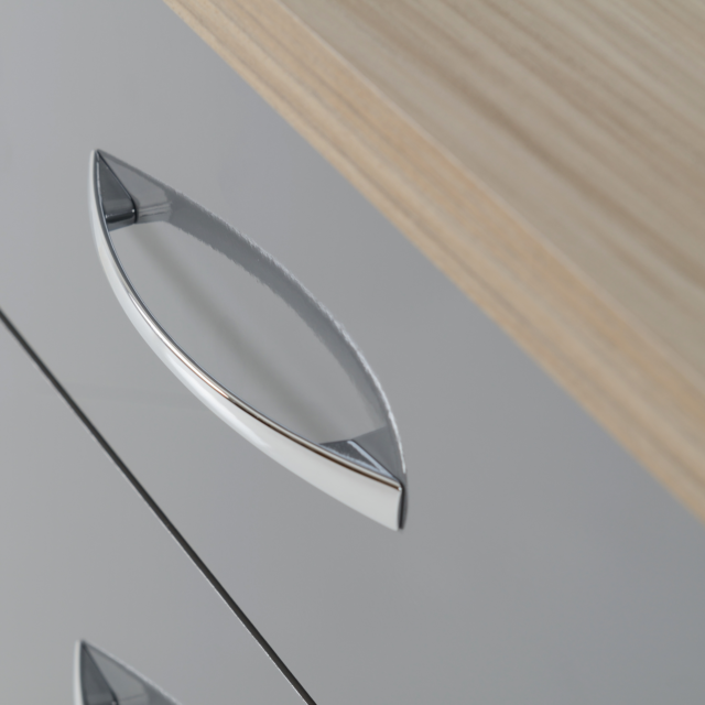 Lisdorat 100-103-053 NEVADA 2 DRAWER BEDSIDE - GREY GLOSS/LIGHT OAK EFFECT VENEER