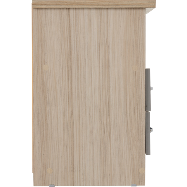 Lisdorat 100-103-053 NEVADA 2 DRAWER BEDSIDE - GREY GLOSS/LIGHT OAK EFFECT VENEER