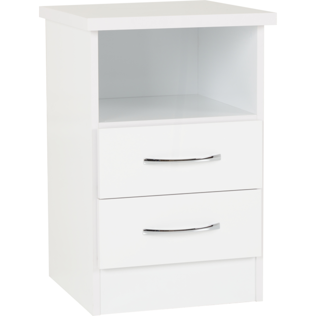 Lisdorat 100-103-058 NEVADA 2 DRAWER BEDSIDE - WHITE GLOSS