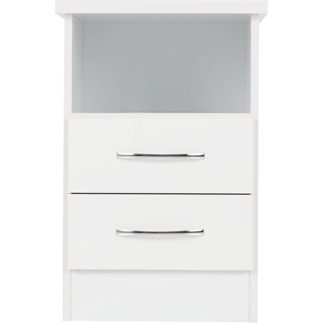 Lisdorat 100-103-058 NEVADA 2 DRAWER BEDSIDE - WHITE GLOSS