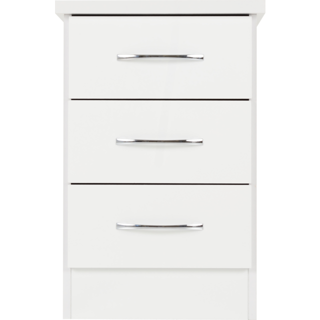 Lisdorat 100-103-059 NEVADA 3 DRAWER BEDSIDE - WHITE GLOSS