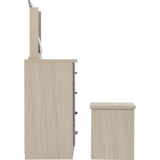 Lisdorat 100-105-016 NEVADA 4 DRAWER DRESSING TABLE SET - GREY GLOSS/LIGHT OAK EFFECT VENEER