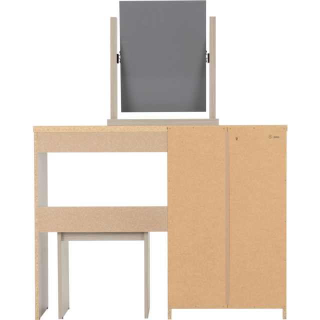 Lisdorat 100-105-016 NEVADA 4 DRAWER DRESSING TABLE SET - GREY GLOSS/LIGHT OAK EFFECT VENEER