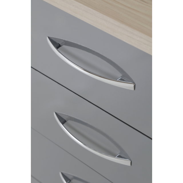 Lisdorat 100-105-016 NEVADA 4 DRAWER DRESSING TABLE SET - GREY GLOSS/LIGHT OAK EFFECT VENEER