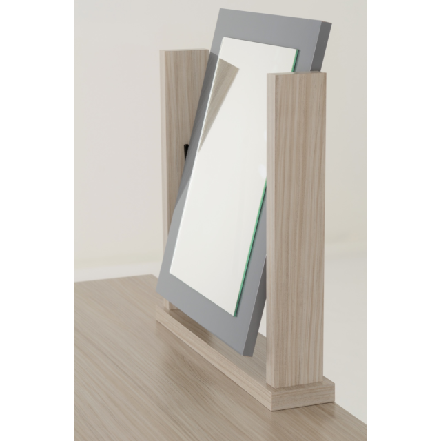 Lisdorat 100-105-016 NEVADA 4 DRAWER DRESSING TABLE SET - GREY GLOSS/LIGHT OAK EFFECT VENEER