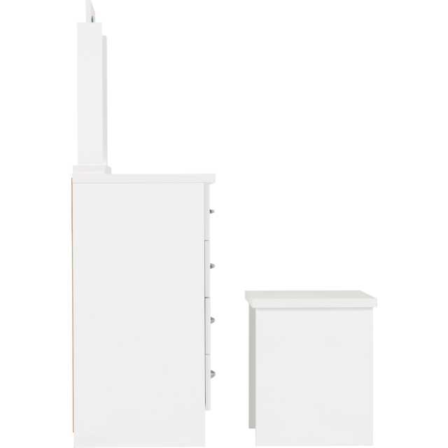 Lisdorat 100-105-017 NEVADA 4 DRAWER DRESSING TABLE SET - WHITE GLOSS