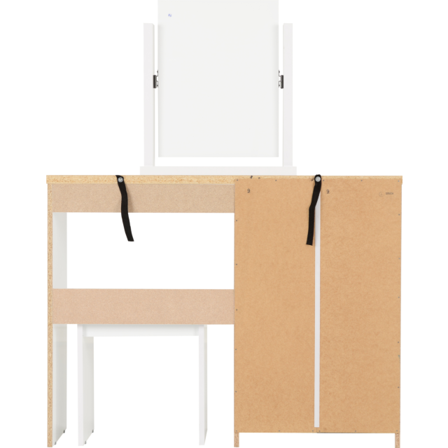 Lisdorat 100-105-017 NEVADA 4 DRAWER DRESSING TABLE SET - WHITE GLOSS
