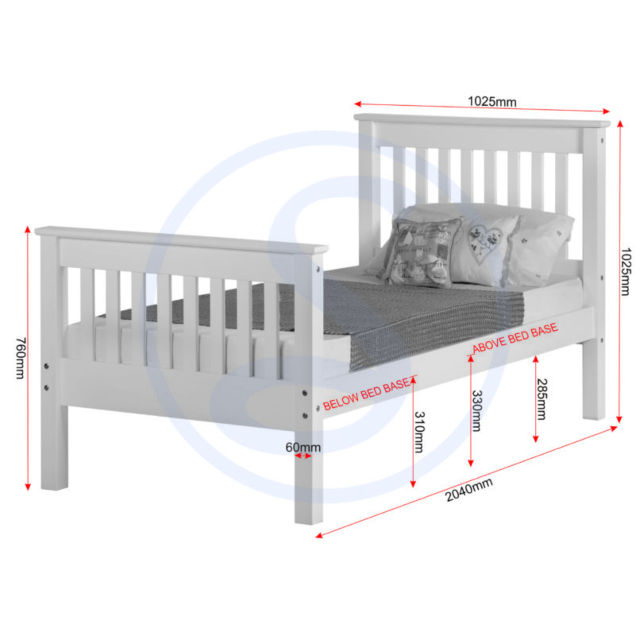 Lisdorat 200-201-019 MONACO 3' BED HIGH FOOT END - WHITE