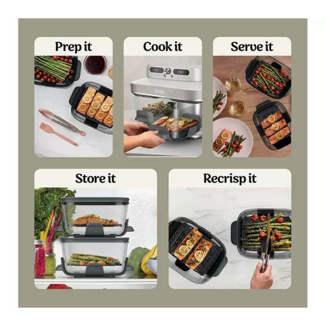 Ninja DD102UKIV2 Dual Zone 8-in-1 Function Glass Air Fryer - Bone