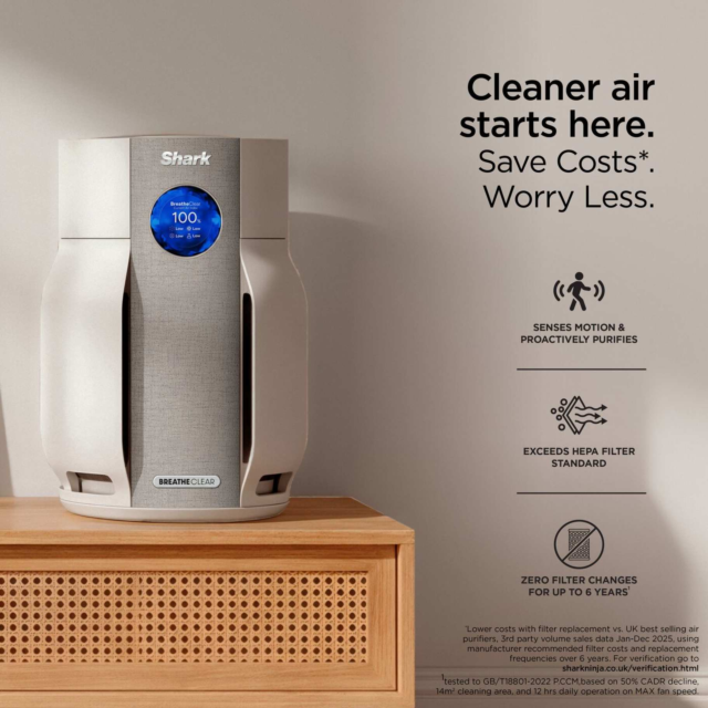 Shark HP162UK BreatheClear with NeverChange6 Air Purifier - Dove
