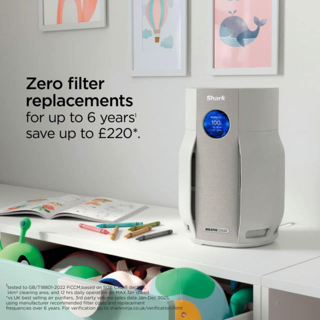 Shark HP162UK BreatheClear with NeverChange6 Air Purifier - Dove