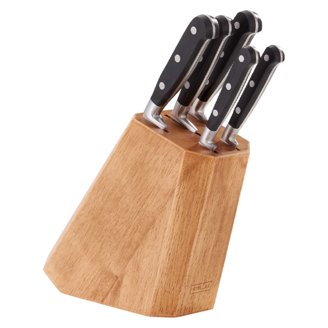 Stellar IS61 Sabatier, 5 Piece Knife Block Set - Black/ Silver