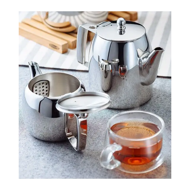 Stellar ST04 Traditional 1.5L 8 Cup Continental Teapot - Stainless Steel