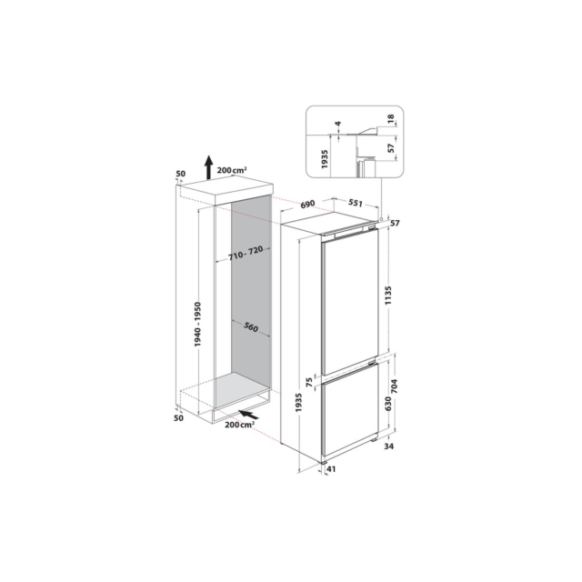 Whirlpool WHSP70T122UK 70/30 Integrated Fridge Freezer - White